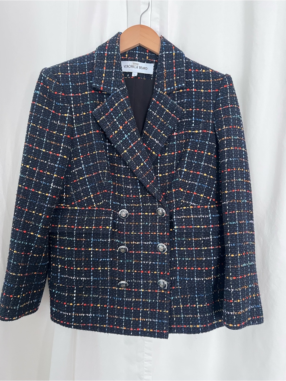 Veronica Beard Rumer Dickey Jacket in navy multi tweed. - Picture 3 of 11